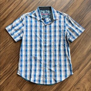 Robert Graham Blue and White Casual Button Down Shirt